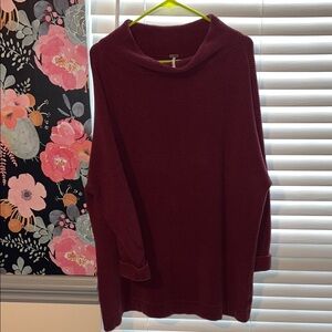 Free People Deep Burgundy Cowl Neck Sweater
